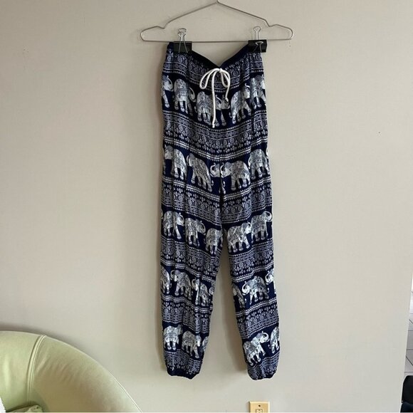 Elephant Pants Blue & White Tribal Pattern - Picture 1 of 7